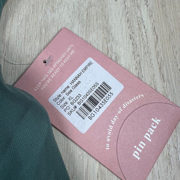 NWT Birdy Grey Chiffon Sea Glass Hannah Empire V-Neck Romantic Dress Gown XL - Picture 11 of 16